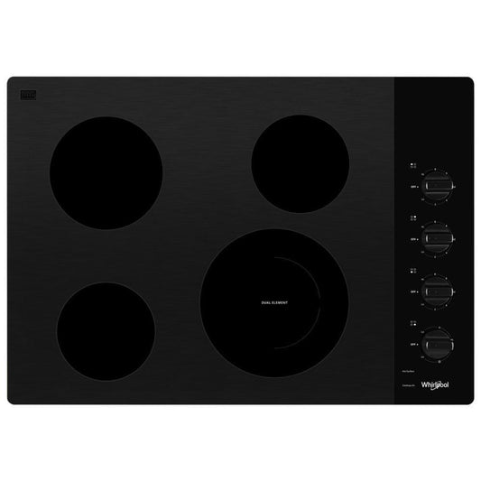 WHIRLPOOL 30-inch Electric Ceramic Glass Cooktop with Dual Radiant Element Black- WCE55US0HB