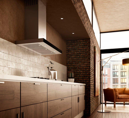 ELICA MEZZANO Wall Mount Range Hood 30" wide - 600CFM in Stainless Steel On Black - EMZ630S3