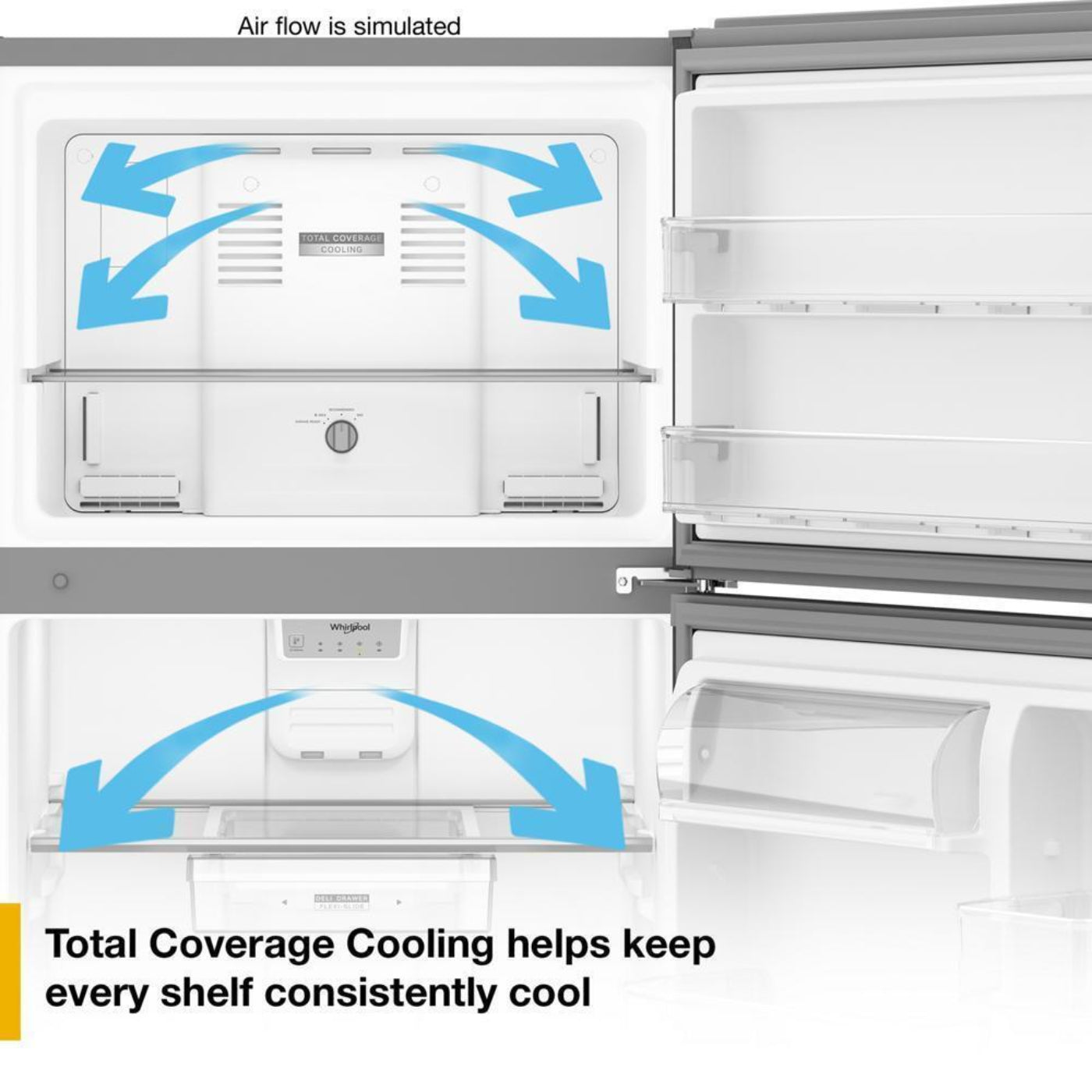 WHIRLPOOL Whirlpool 29.5-inch Wide Top Freezer Refrigerator with Total Coverage Cooling- 19.2 Cu. Ft. Stainless - WRTX7419SZ