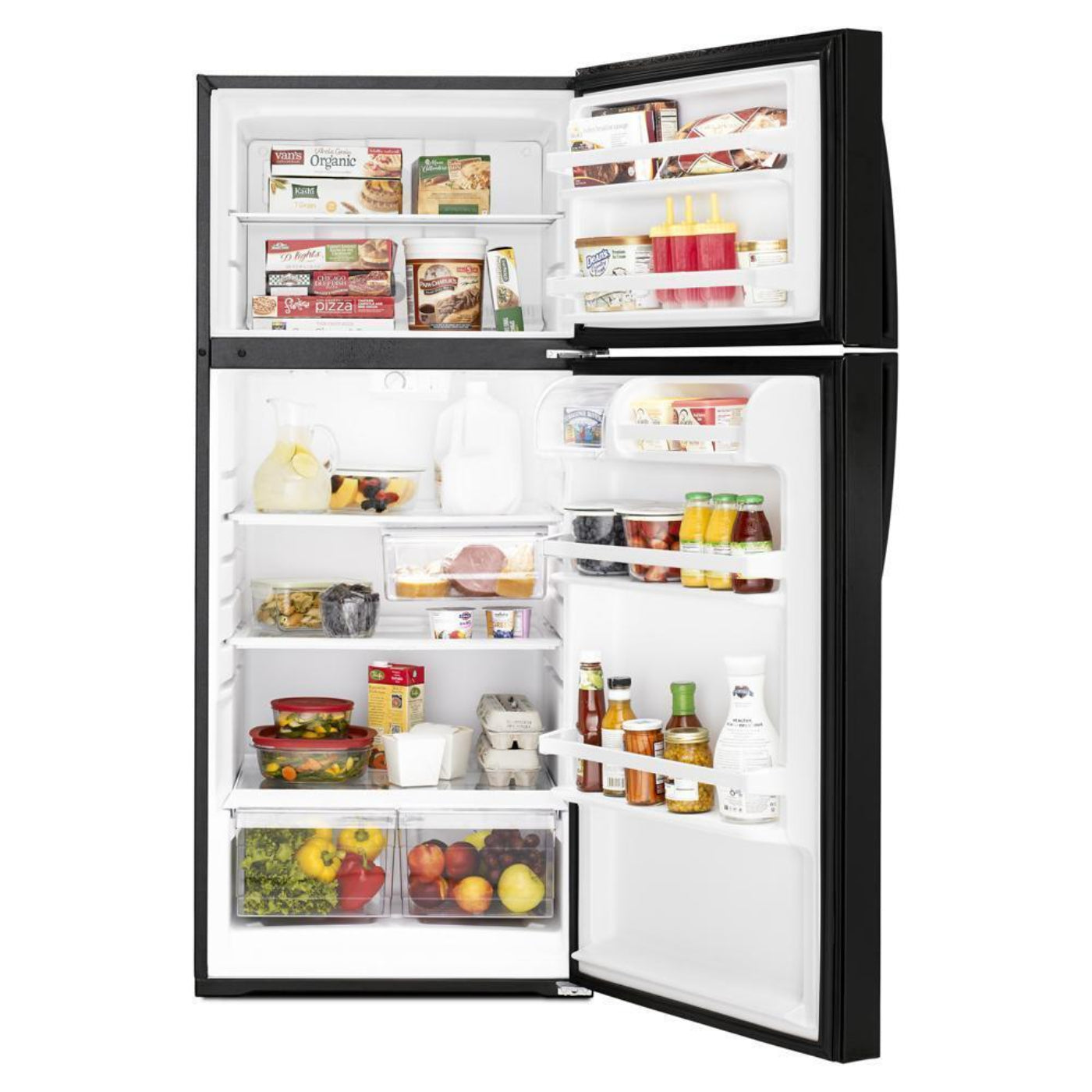 WHIRLPOOL 28-inch Wide Top Freezer Refrigerator - 14 cu. ft. Black - WRT314TFDB