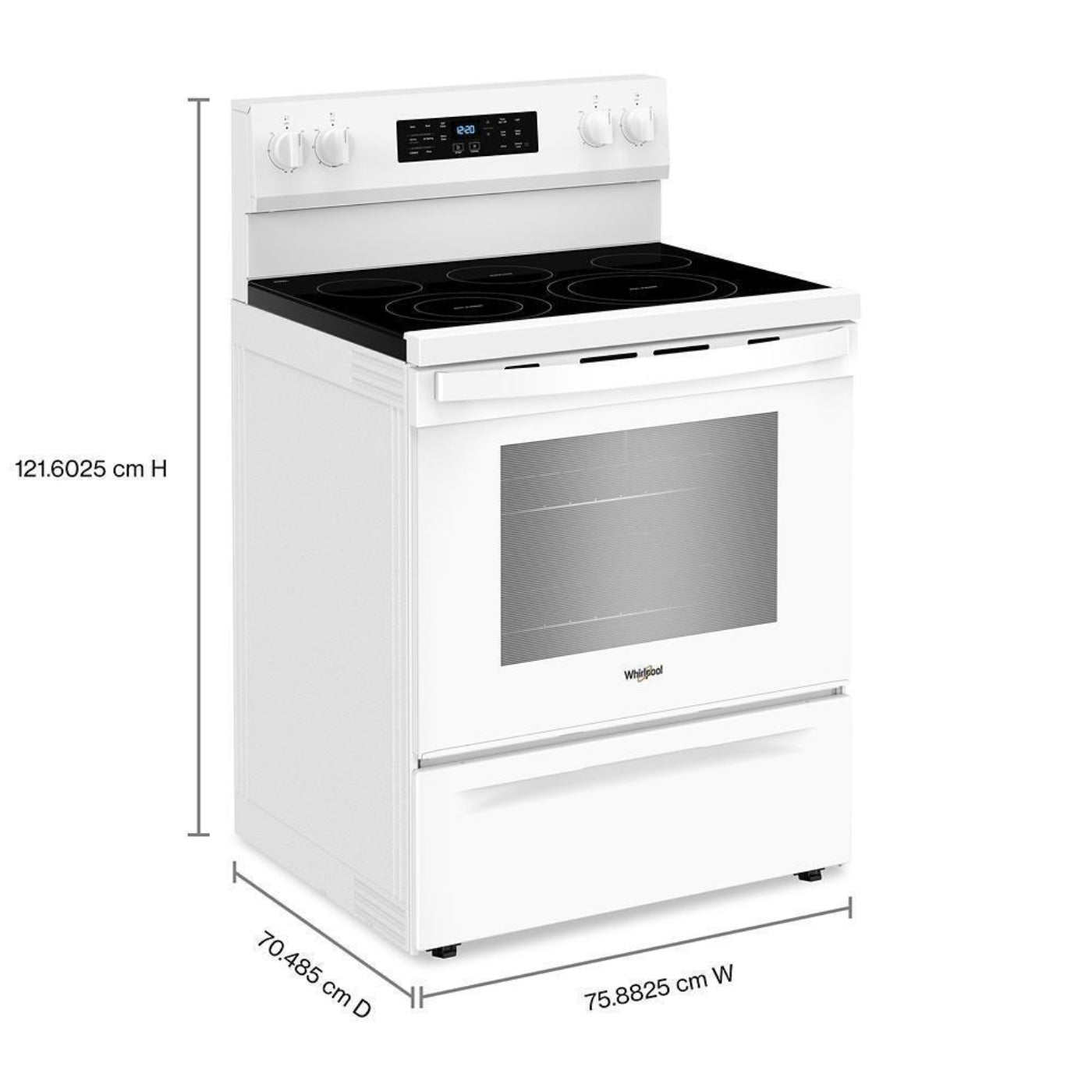 WHIRLPOOL 30-inch Energy Star Electric Range with Air Cooking Technology, No Preheat Air Fry and Air Baking and Self Clean White - WFES5030RW