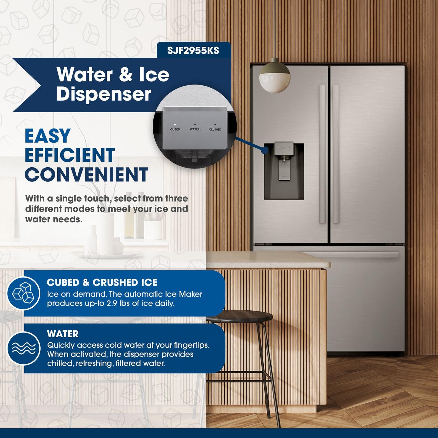 SHARP Sharp French 3-Door Refrigerator with Water Dispenser - SJF2955KS