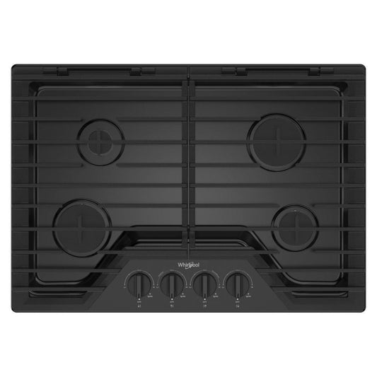 WHIRLPOOL 30-inch Gas Cooktop with EZ-2-Lift Hinged Cast-Iron Grates Black - WCGK5030PB