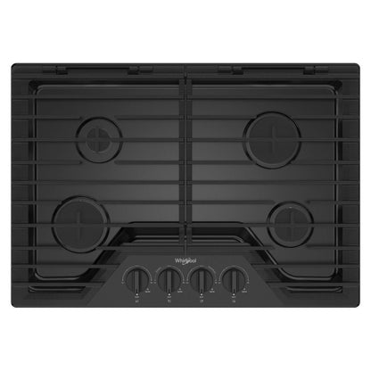 WHIRLPOOL 30-inch Gas Cooktop with EZ-2-Lift Hinged Cast-Iron Grates Black - WCGK5030PB
