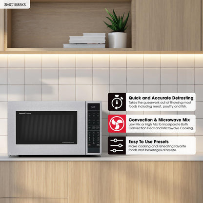 SHARP Sharp 1.5 cu. ft. 900W in Stainless Steel Convection Countertop Microwave Oven - SMC1585KS