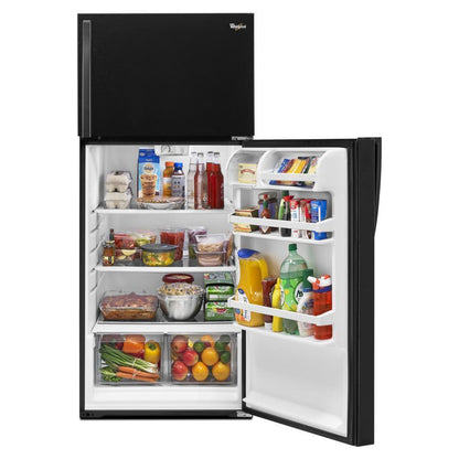 WHIRLPOOL 28-inch Wide Top Freezer Refrigerator - 14 cu. ft. Black - WRT314TFDB