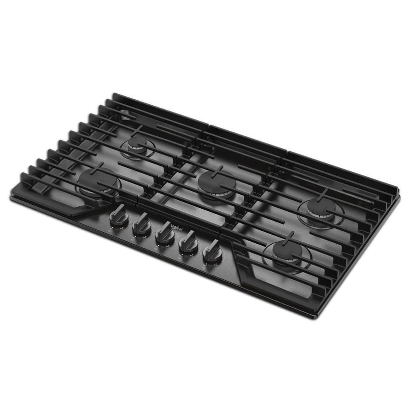 WHIRLPOOL 36-inch Gas Cooktop with EZ-2-Lift Hinged Cast-Iron Grates Black in Stainless Steel - WCGK5036PV