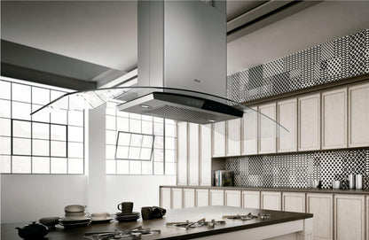 ELICA CINGOLI Island Range Hood 30" wide - 600CFM in Stainless Steel On Black - ECN636S3