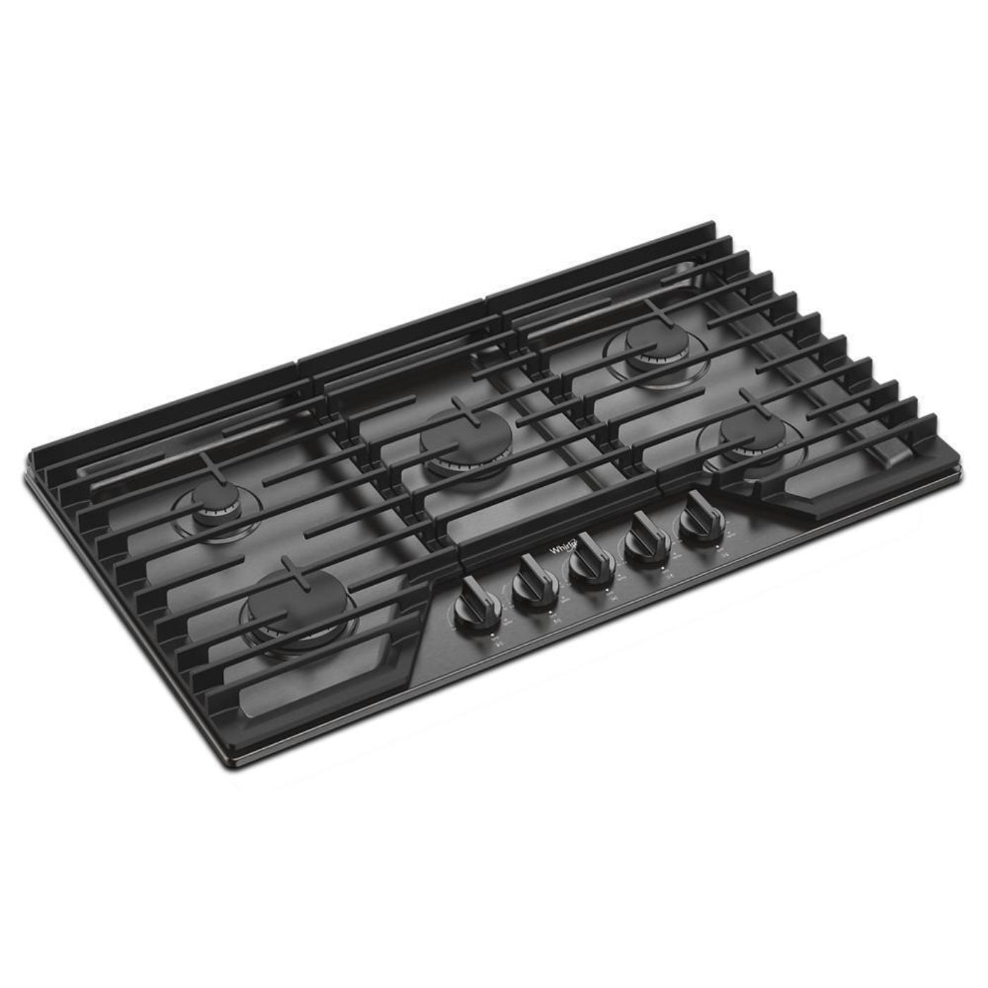 WHIRLPOOL 36-inch Gas Cooktop with EZ-2-Lift Hinged Cast-Iron Grates Black in Stainless Steel - WCGK5036PV