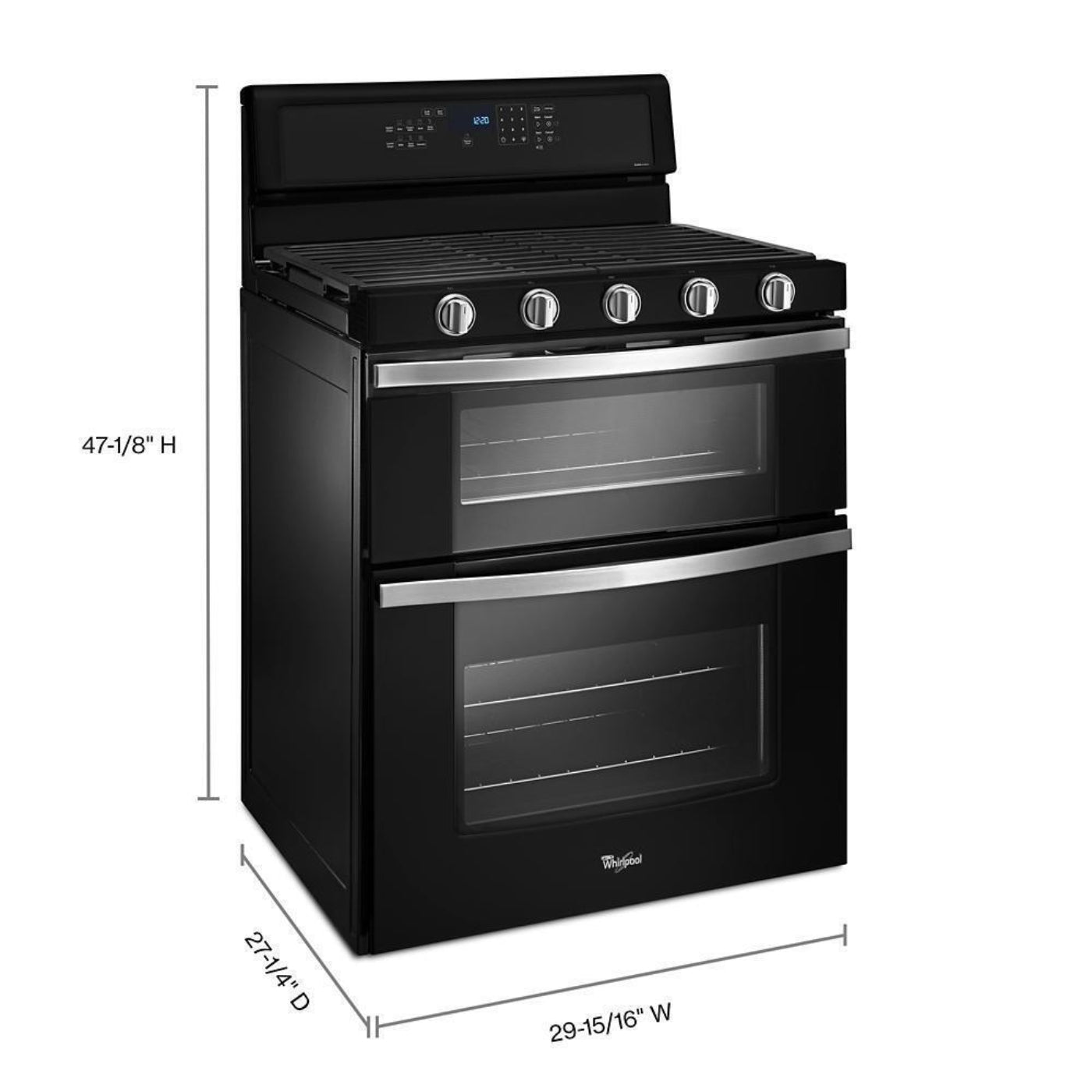 WHIRLPOOL 6.0 Cu. Ft. Gas Double Oven Range with EZ-2-Lift™ Hinged Grates Black - WGG745S0FE