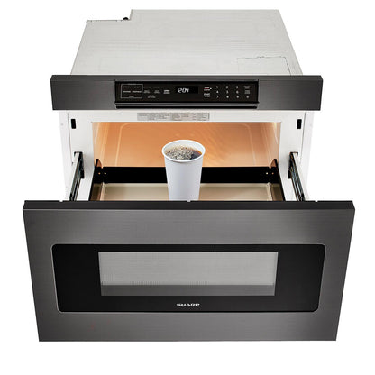 SHARP 24 in. 1.2 cu. ft. 950W Sharp Black in Stainless Steel Microwave Drawer Oven - SMD2470AH