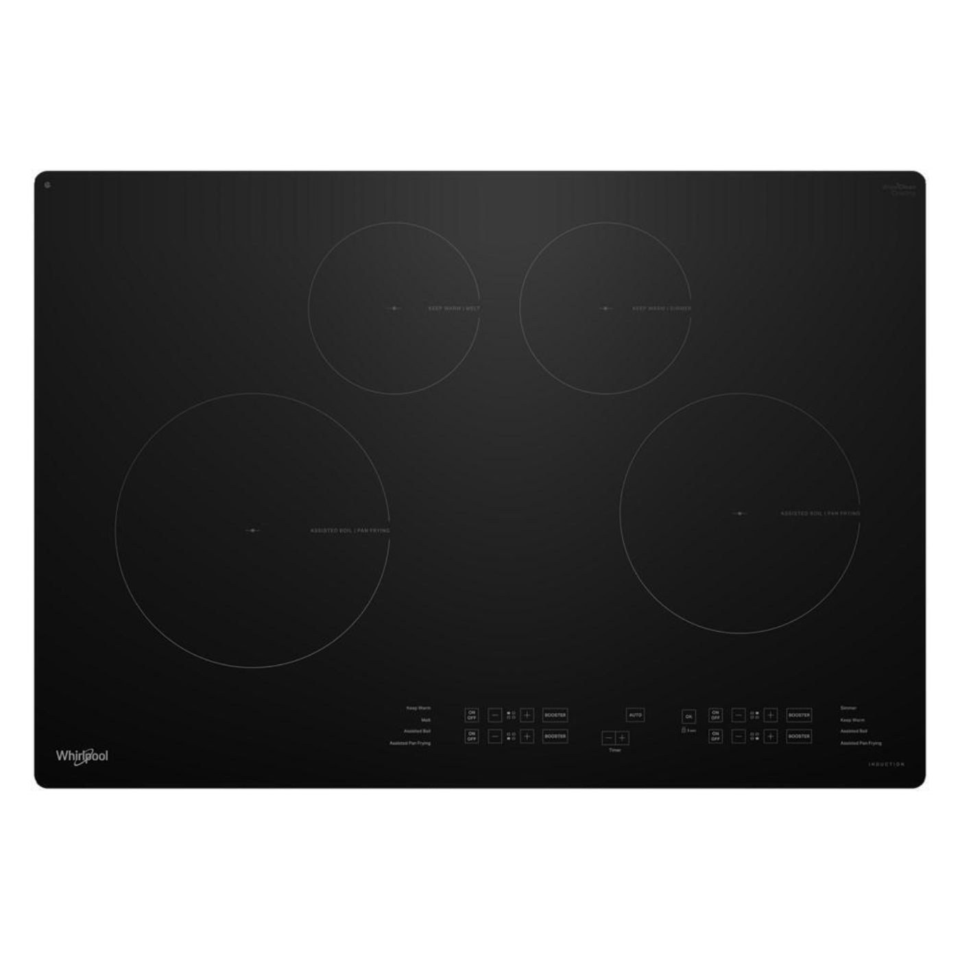 WHIRLPOOL 30" Induction Cooktop with WipeClean Coating - 4 Elements Black - WCIT6030SB