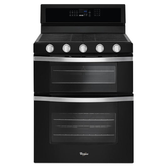 WHIRLPOOL 6.0 Cu. Ft. Gas Double Oven Range with EZ-2-Lift™ Hinged Grates Black - WGG745S0FE