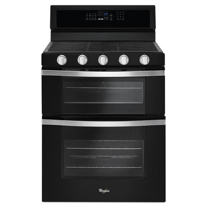 WHIRLPOOL 6.0 Cu. Ft. Gas Double Oven Range with EZ-2-Lift™ Hinged Grates Black - WGG745S0FE