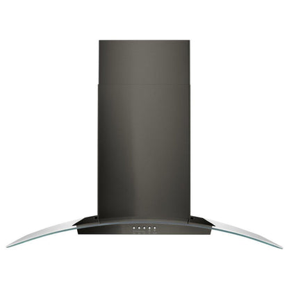 WHIRLPOOL 36" Concave Glass Wall Mount Range Hood Black in Stainless Steel - WVW51UC6HV