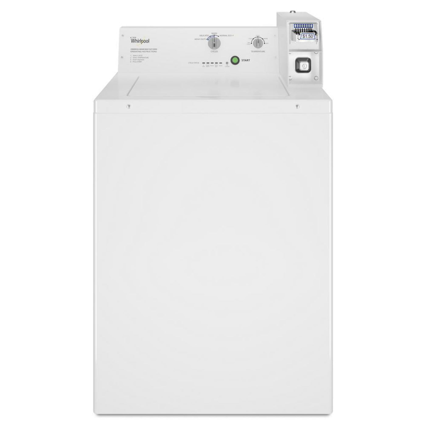 WHIRLPOOL COMMERCIAL Commercial Top-Load Washer, Coin Slide White - CAE2745FQ