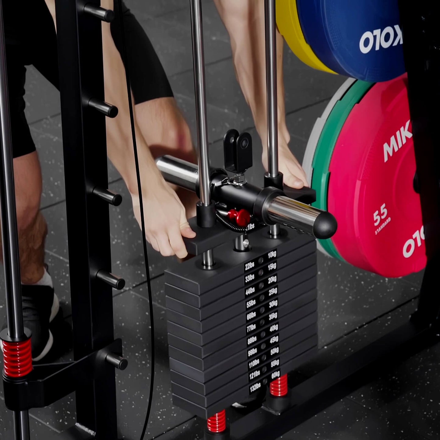 Mikolo Fitness M4-2.0 Elite All-In-One Workout Smith Gym Machine with Dual Weight Stacks  - DM-M8-WS