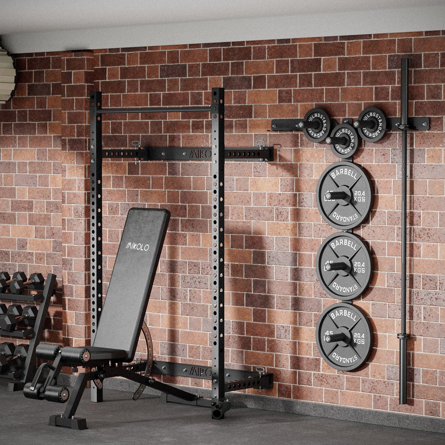 Mikolo Fitness FOLDGYM Wall-Mount Space Saving Pack - DM-QJ-B-HP-CRB