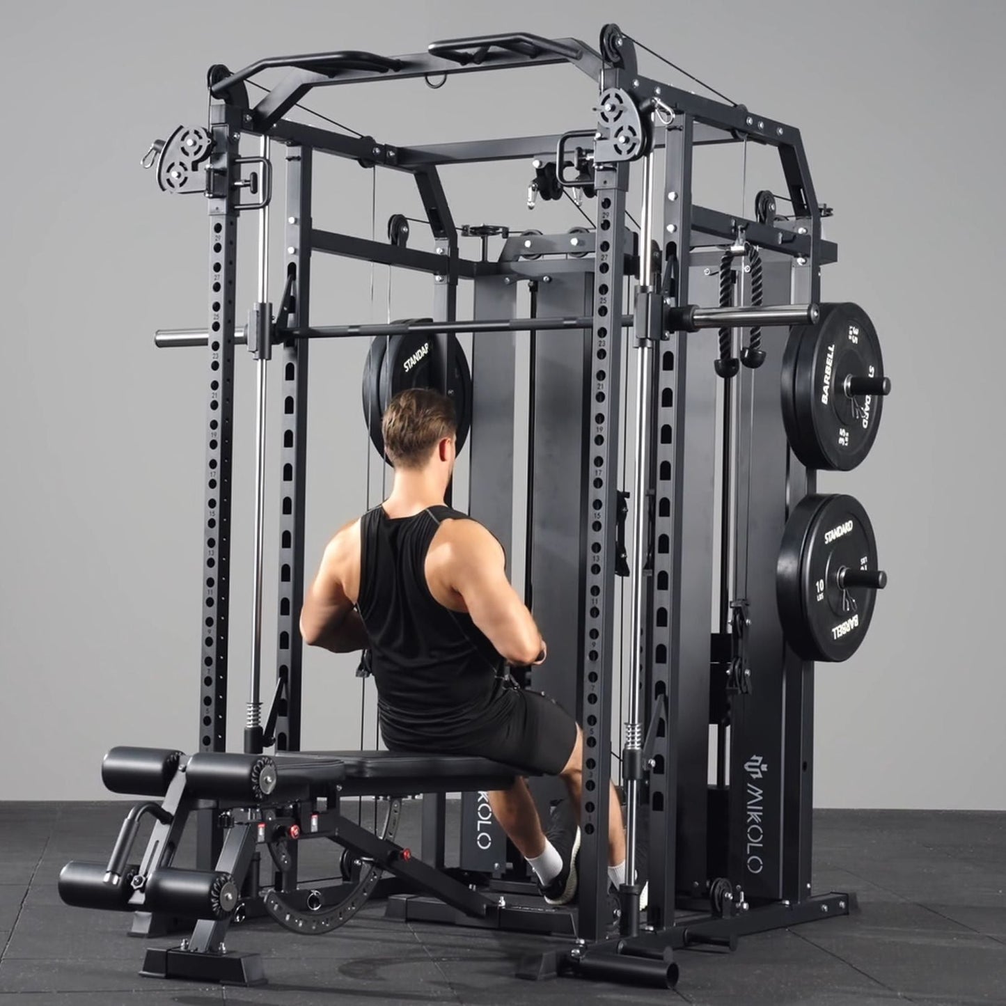 Mikolo Fitness HORUS Smith Machine Functional Trainer With Dual Weight Stack - DM-SM02-B