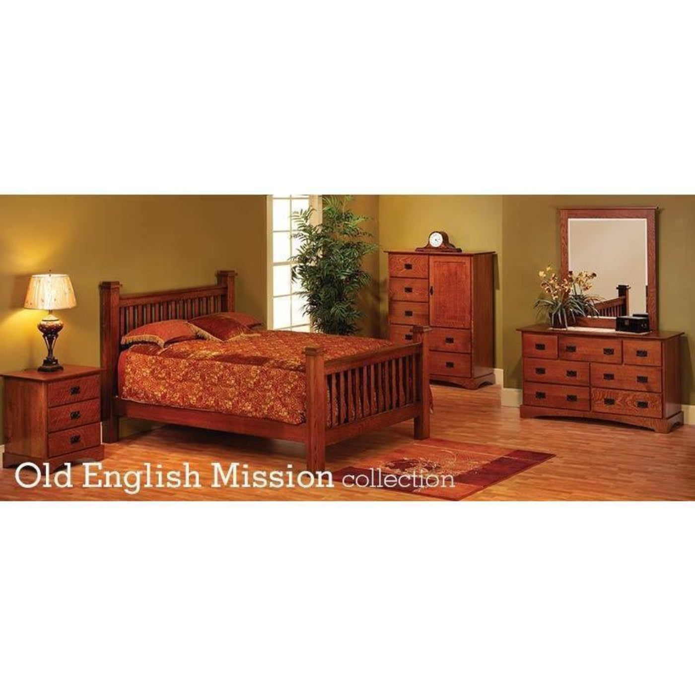 QW Amish Millcraft Old English Vintage Mission Bed - OE222QN