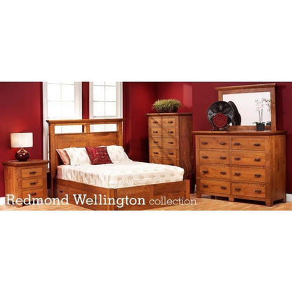 QW Amish Millcraft Redmond Wellington 6 Drawer Pedestal Panel Bed - MCR66QN