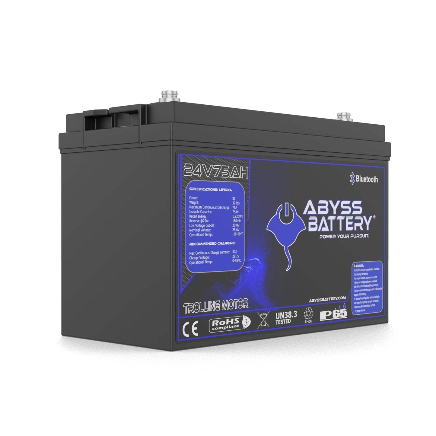 Abyss Battery 24V 75Ah Lithium Trolling Motor Battery - AB-24V75-BT