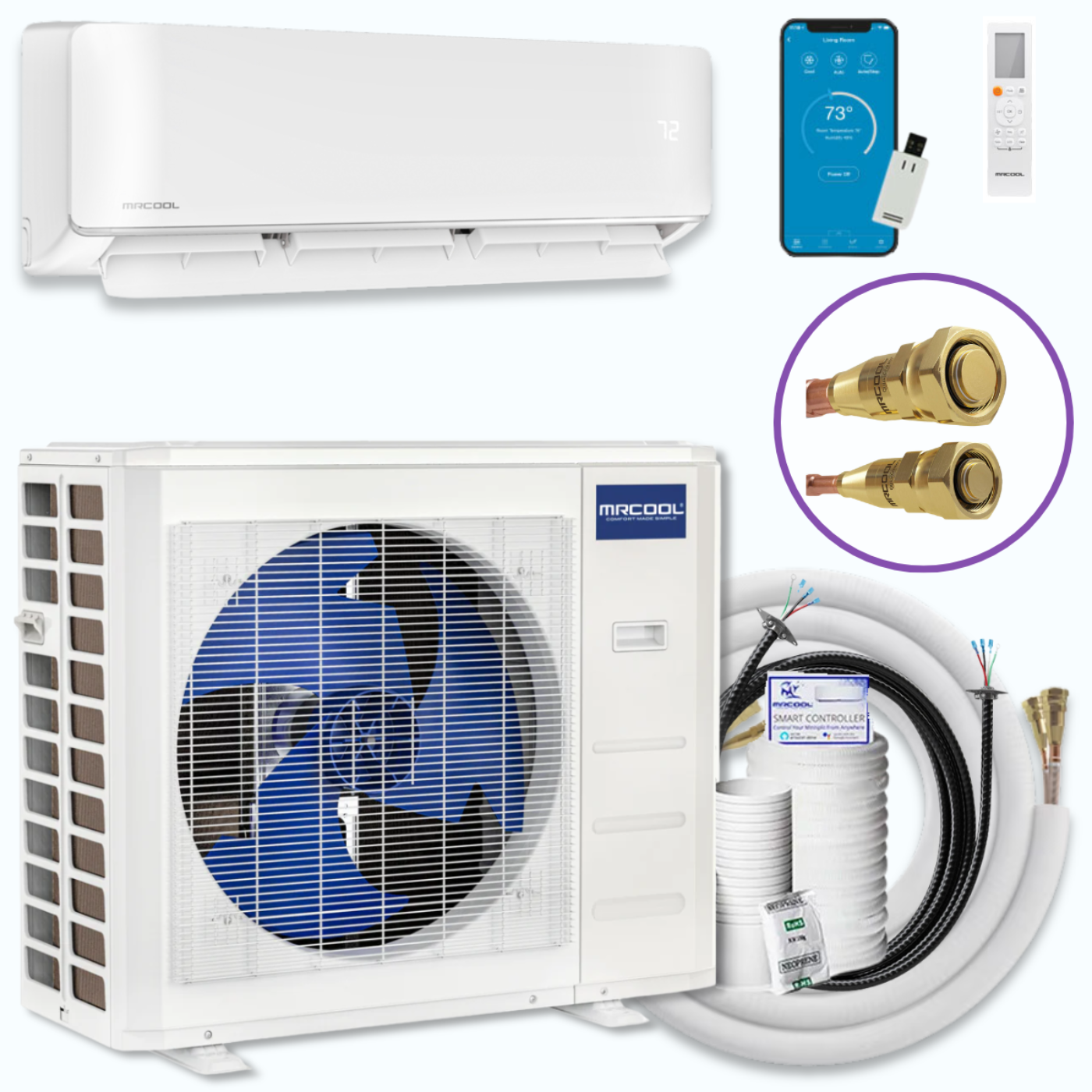MRCOOL DIY 5th Gen EasyPro 24,000 BTU Single Zone Mini Split Complete System 230V with 16 ft. DIY Quick Connect Line Set and DIYPRO Cable,  - EZPRO-24-HP-23016D-O