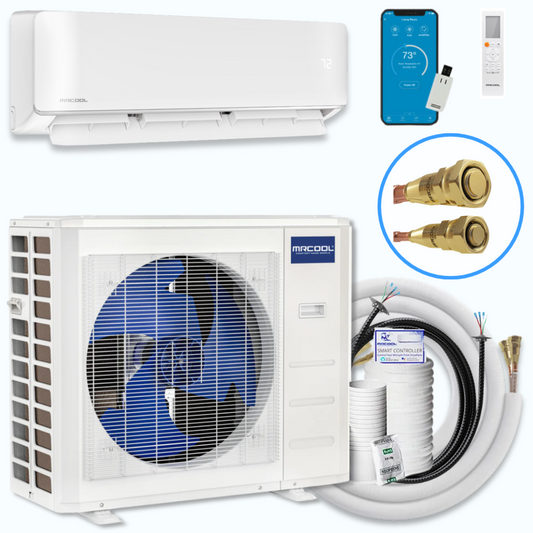 MRCOOL DIY5th Gen E Star 9,000 BTU Single Zone Mini Split Complete System 115V with 25 ft. DIY Quick Connect Line Set and DIYPRO Cable,   - DIY-09-HP-WM-115D25-O