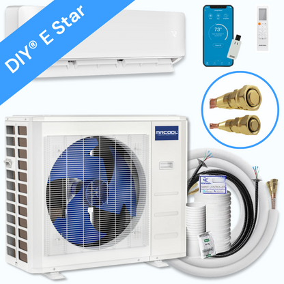 MRCOOL DIY5th Gen E Star 9,000 BTU Single Zone Mini Split Complete System 115V with 25 ft. DIY Quick Connect Line Set and DIYPRO Cable,   - DIY-09-HP-WM-115D25-O