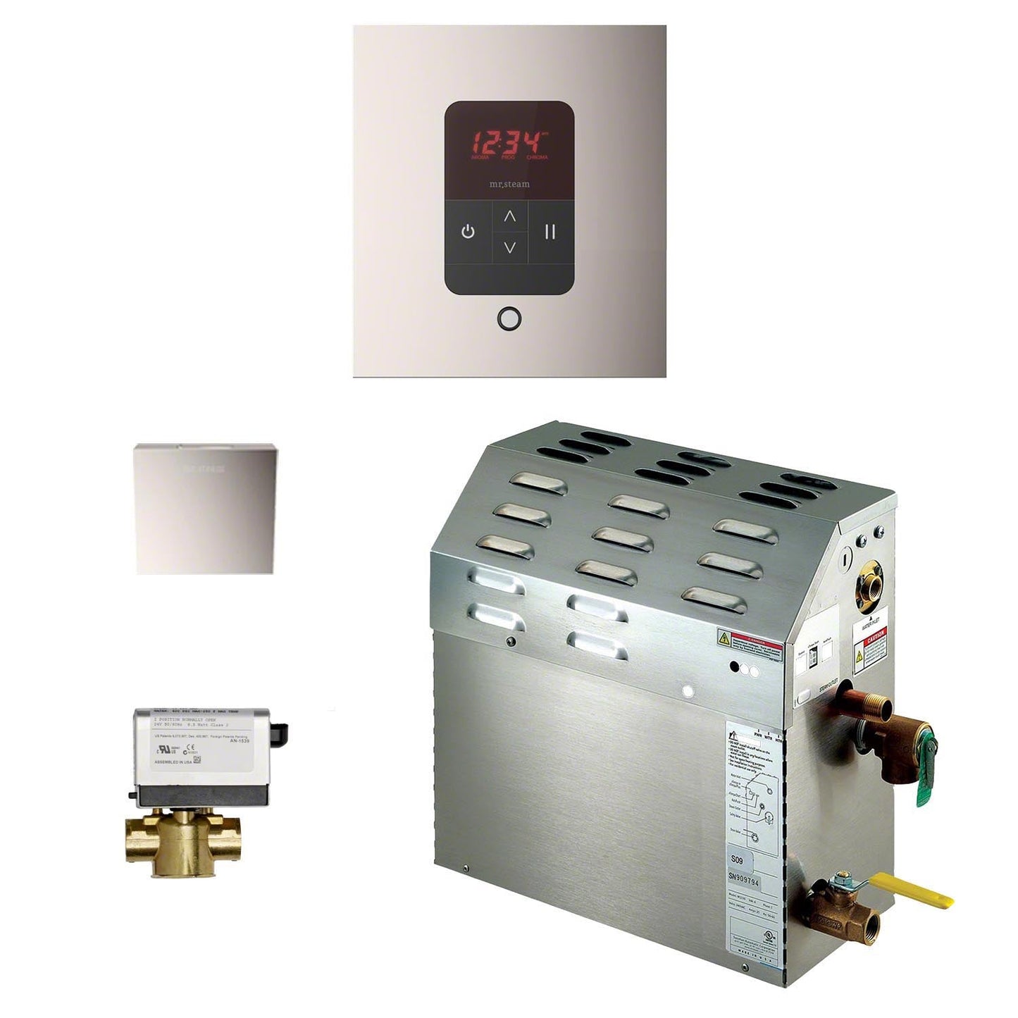 Mr. Steam 400C1ATSQPN - 9kW Steam Bath Shower Package - Square - Polished Nickel - 400C1ATSQPN