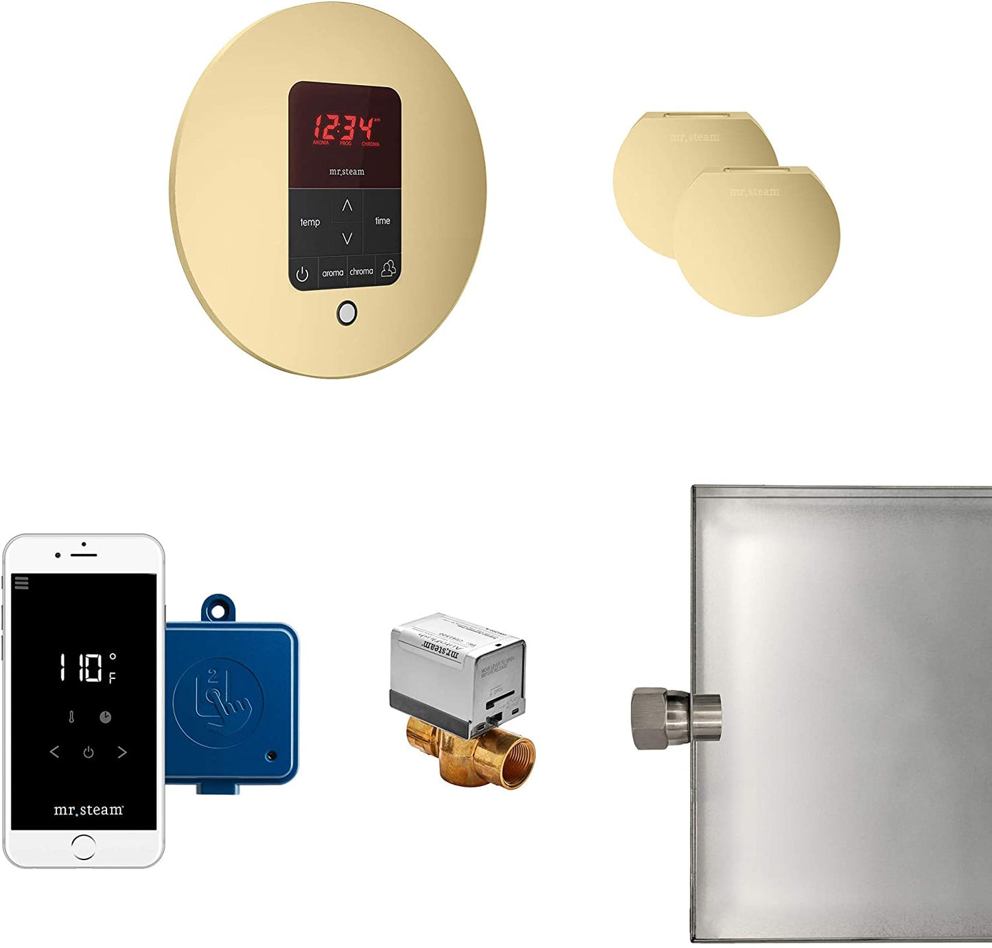 Mr. Steam Butler Max Package Round Satin Brass - MSBUTLERXRD-SB