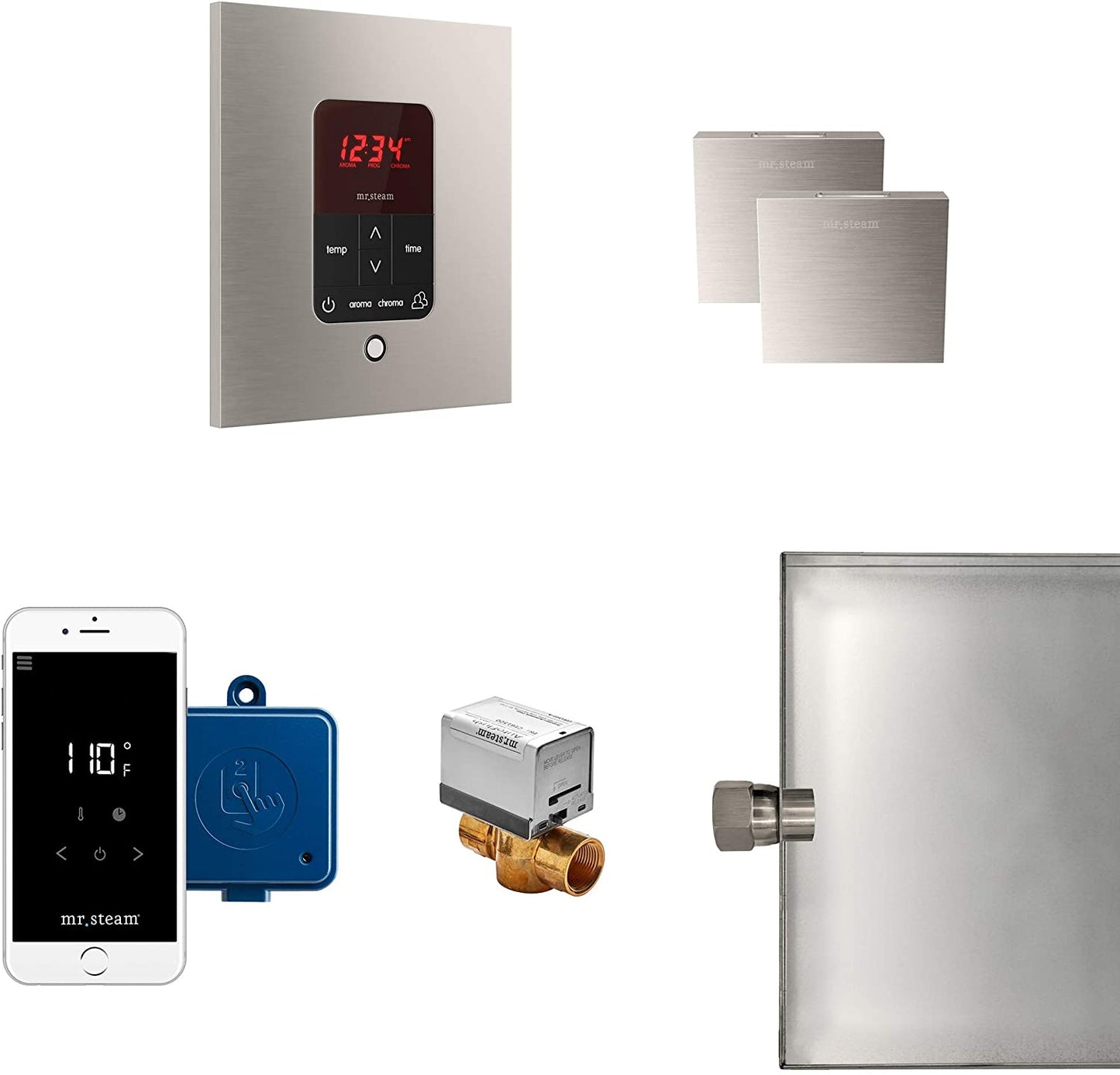 Mr. Steam Butler Max Package Square Brushed Nickel - MSBUTLERXSQ-BN