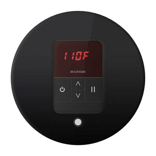 Mr. Steam iTempo Round Steam Shower Control in Black with Polished Chrome Bezel - MSITEMPORD-BK