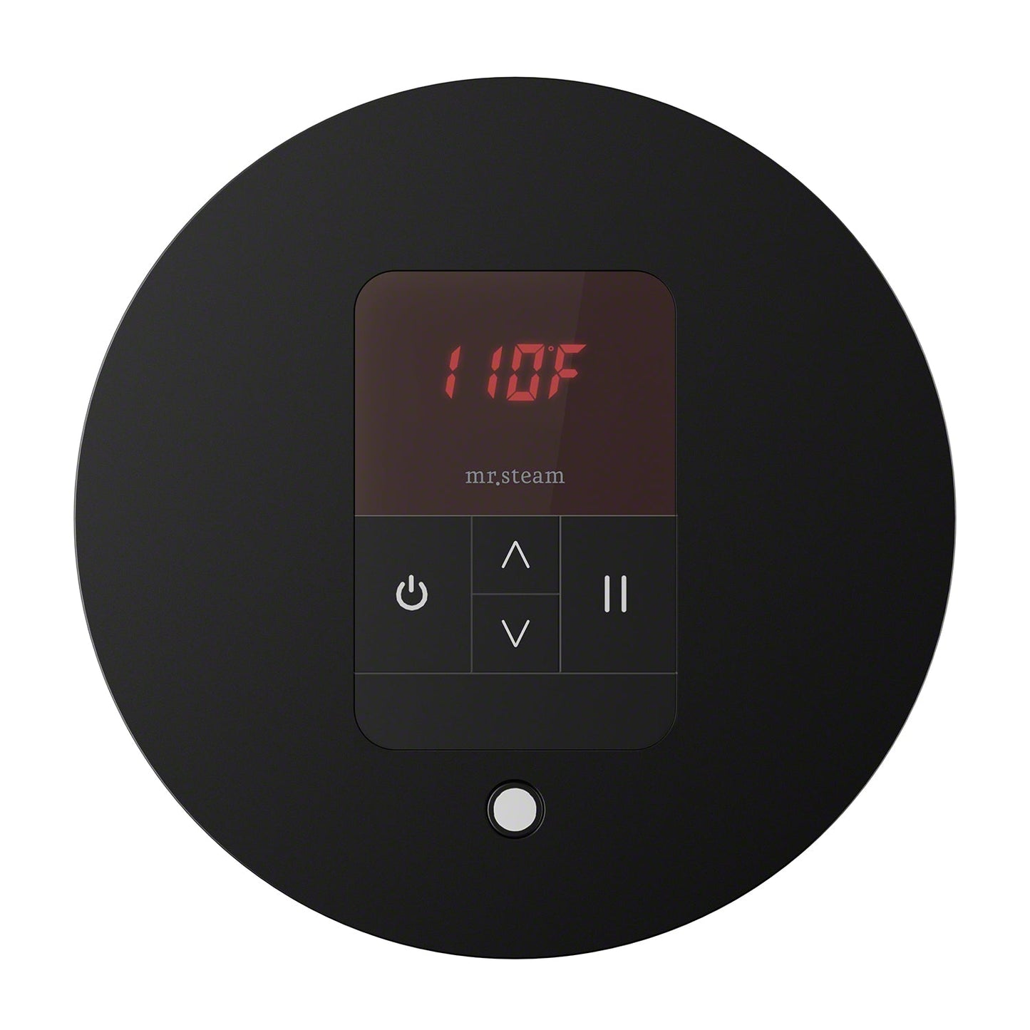 iTempo Round Steam Shower Control in Matte Black with Polished Chrome Bezel