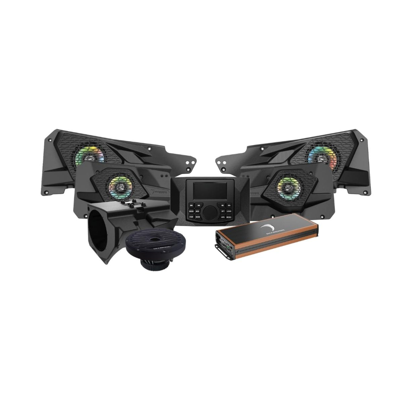 Diamond Audio 2014+ RZR 2DR/4DR All Weather Speaker & Amplifier Combo - MSRZRKD24