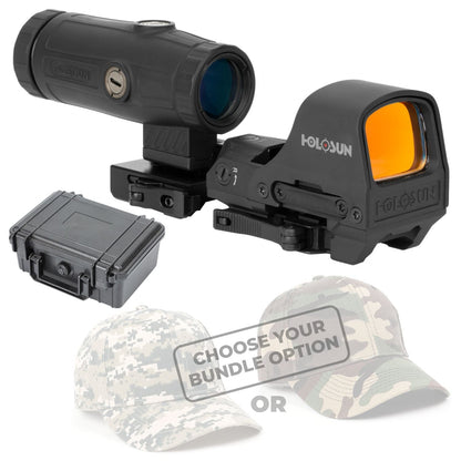 Holosun  Reflex Red Dot Sight and Magnifier Combo Set with Hard Case and Free Hat Bundle - HS510C_HM3X_Hat-CD