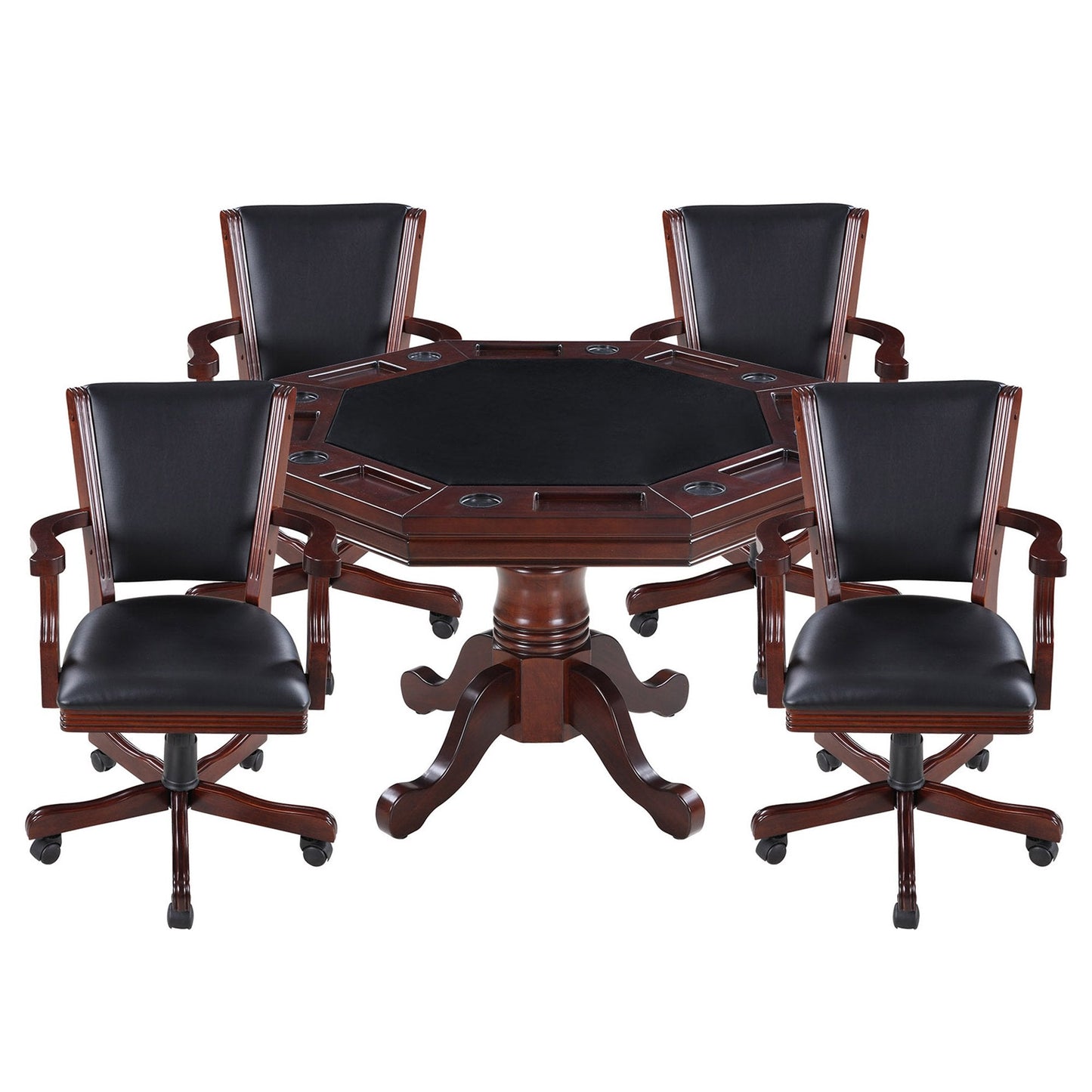 Hathaway Kingston Walnut 3 in 1 Poker Table Set with Chairs - BG2366
