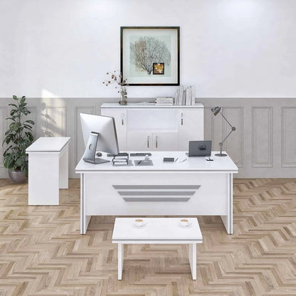 Casa Mare NEWSTAR 71″ Modern Home & Office Furniture Desk White & Metallic Gray - NEWSTAR-71W-S
