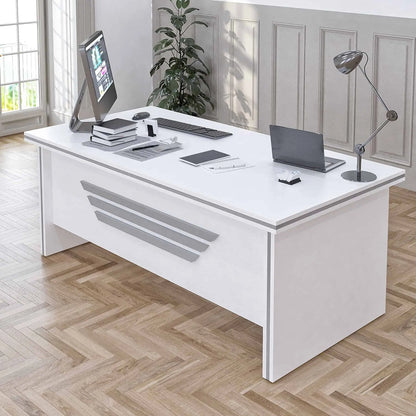 Casa Mare NEWSTAR 71″ Modern Home & Office Furniture Desk White & Metallic Gray - NEWSTAR-71W-S