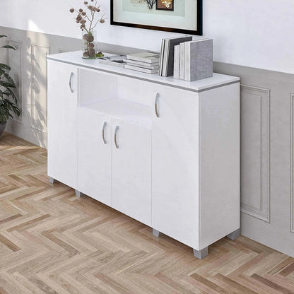 Casa Mare NEWSTAR 71″ Modern Home & Office Furniture Desk White & Metallic Gray - NEWSTAR-71W-S