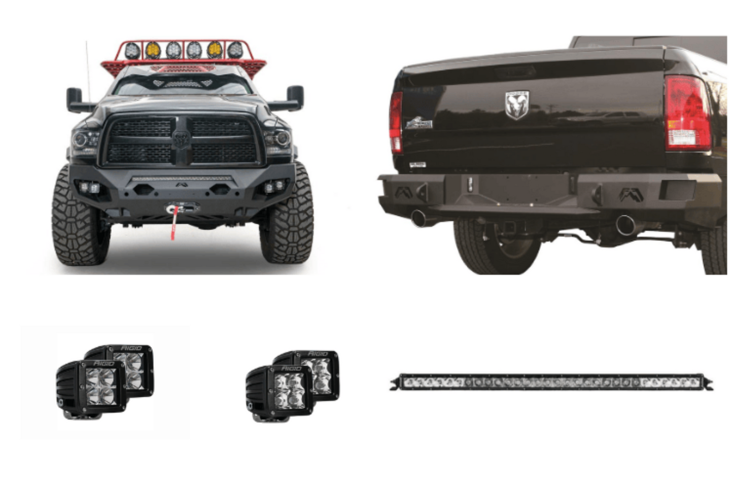 2018 Dodge Ram 2500 Night Raider Kit - Fab Fours + Rigid Lighting