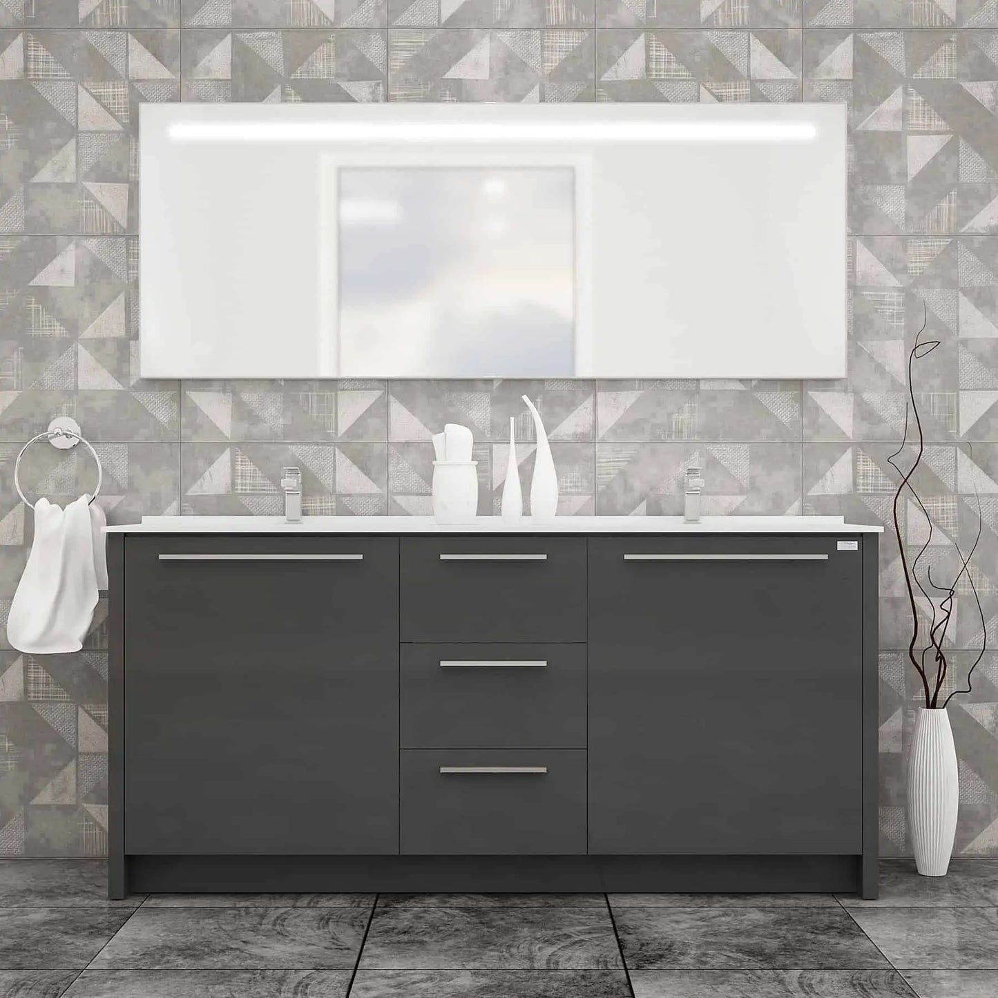 Casa Mare Nona Modern Double Sink Freestanding Bathroom Vanity and Sink Combo - Nona152GG-60