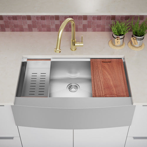 Swiss Madison Rivage 36 x 22 Single Basin Apron Kitchen Workstation Sink - SM-KS786