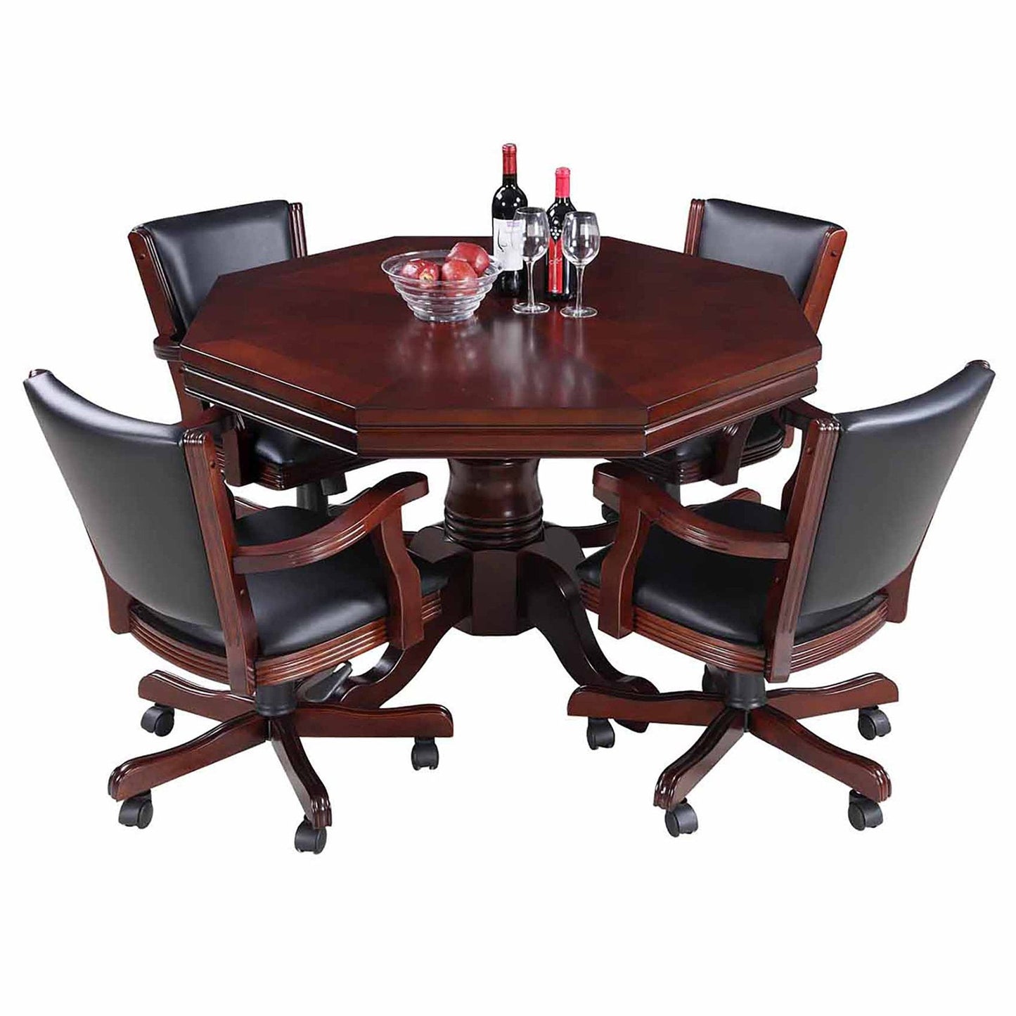 Hathaway Kingston Walnut 3 in 1 Poker Table Set with Chairs - BG2366