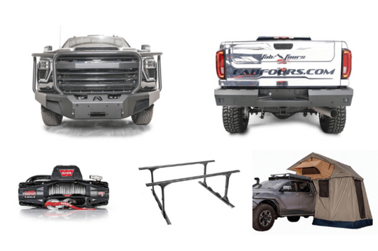 2025 Chevy Silverado 2500HD Overland Adventure Kit -  Fab Fours + Warn Winch + Truxedo Rack + ARB Rooftop Tent