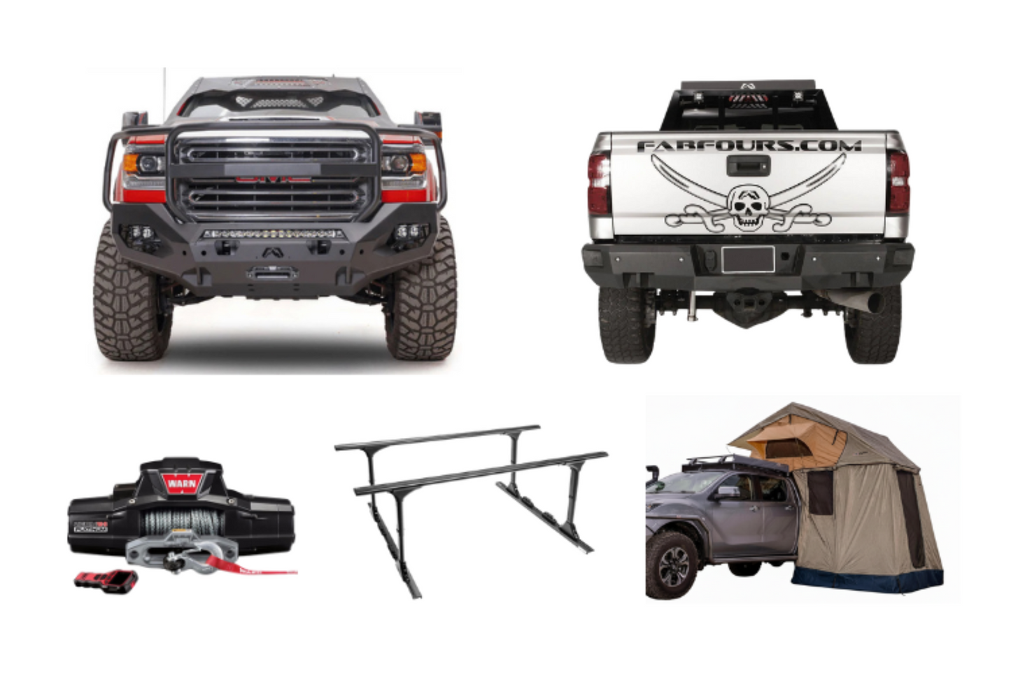2019 GMC Sierra 2500HD Overland Adventure Kit -  Fab Fours + Warn Winch + Truxedo Rack + ARB Rooftop Tent