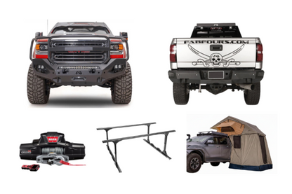 2019 GMC Sierra 2500HD Overland Adventure Kit -  Fab Fours + Warn Winch + Truxedo Rack + ARB Rooftop Tent