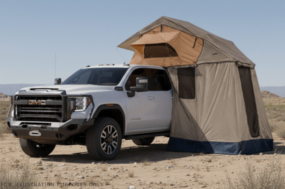 2023 GMC Sierra 2500HD Overland Adventure Kit - Fab Fours + Warn Winch + Truxedo Rack + ARB Rooftop Tent