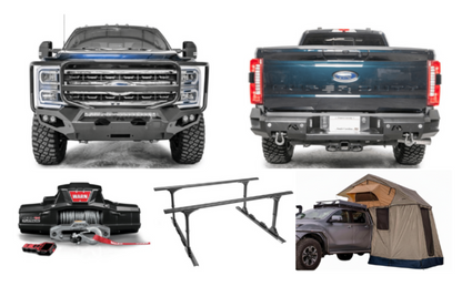 2023 Ford F250 Superduty Overland Adventure Kit - Fab Fours + Warn Winch + Truxedo Rack + ARB Rooftop Tent