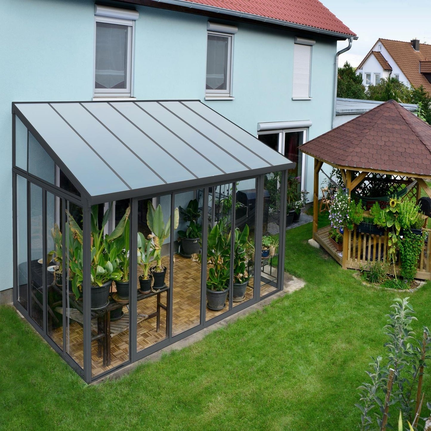 Palram - Canopia | SanRemo 10x14 ft Patio Enclosure - Gray/Clear - HG9064